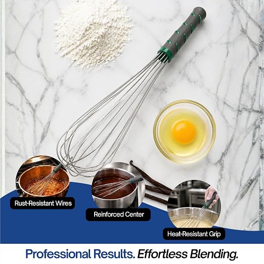 Vollrath 47093 Jacob's Pride 16" French Whip Whisk with Nylon Handle, Stainless Steel, NSF, Silver