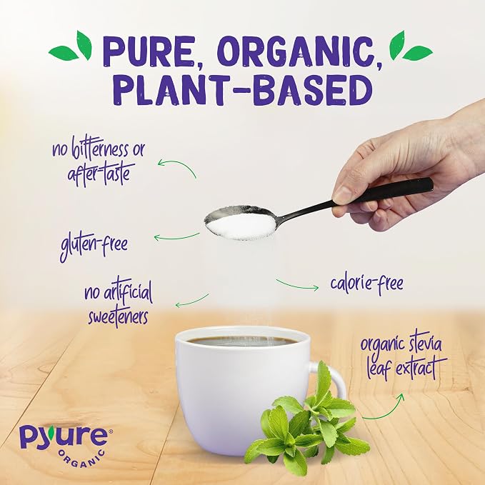Pyure Organic Stevia Blend | Granulated Sugar Substitute with Zero Calories & Carbs | Keto, Diabetic & Vegan Friendly | Sugary Taste Alternative | USDA Organic, Non-GMO | Erythritol Free | Good For Baking | 1.5lb (24oz)