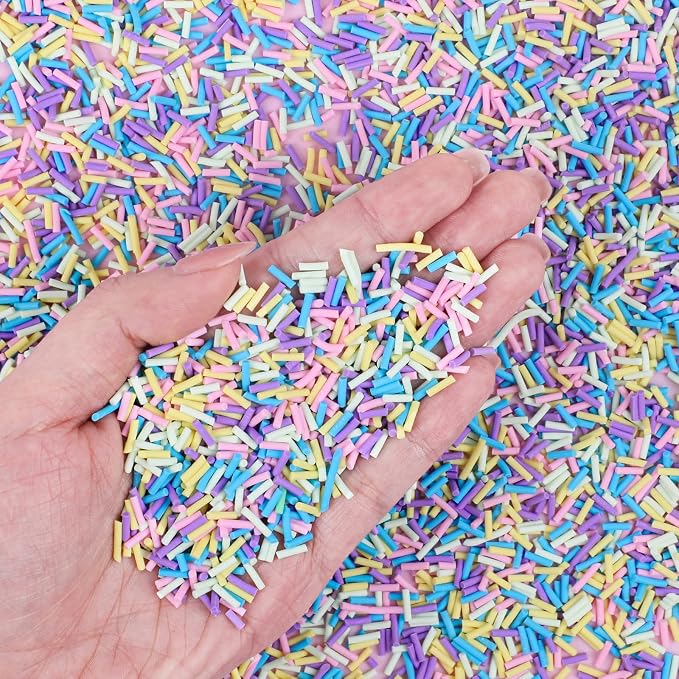 DIYASY 180g Fake Sprinkles, 6.35 oz Non-Edible Resin Sprinkles Faux Plastic Candy Sprinkle Polymer Clay Slices for Nail Art DIY Crafts Cake Phone Case (Multicolor B)
