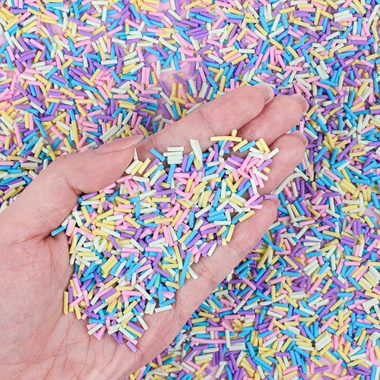 DIYASY 180g Fake Sprinkles, 6.35 oz Non-Edible Resin Sprinkles Faux Plastic Candy Sprinkle Polymer Clay Slices for Nail Art DIY Crafts Cake Phone Case (Multicolor B)