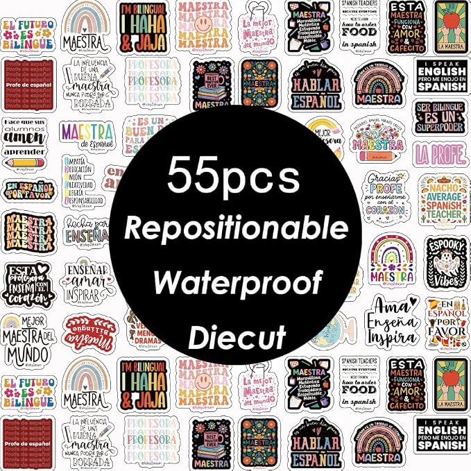 Spanish Teacher Stickers | Fun Educational Decals for Laptop, Waterbottle, Notebook | Gifts for Educator, Professor & Language Learners