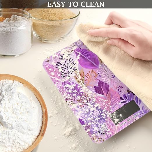 Food Scale Kitchen Scale for Baking Cooking Digital Food Weighing Measuring Scale Small Waterproof Electric Food Scale Boho Pink Leaf