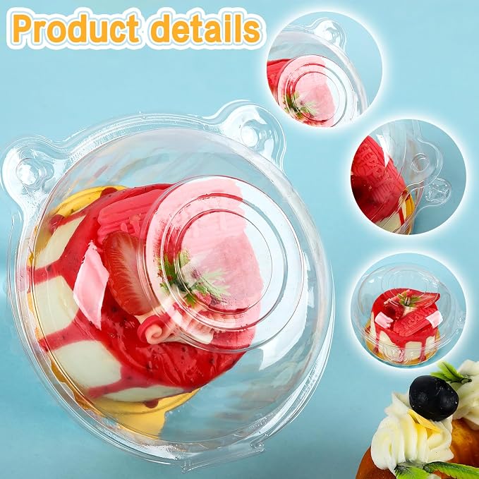 Hewnda 100 Pack Plastic Single Individual Cupcake Muffin Dome Holders Cases Boxes Cups Pods,Great for parties or cake,muffin sales
