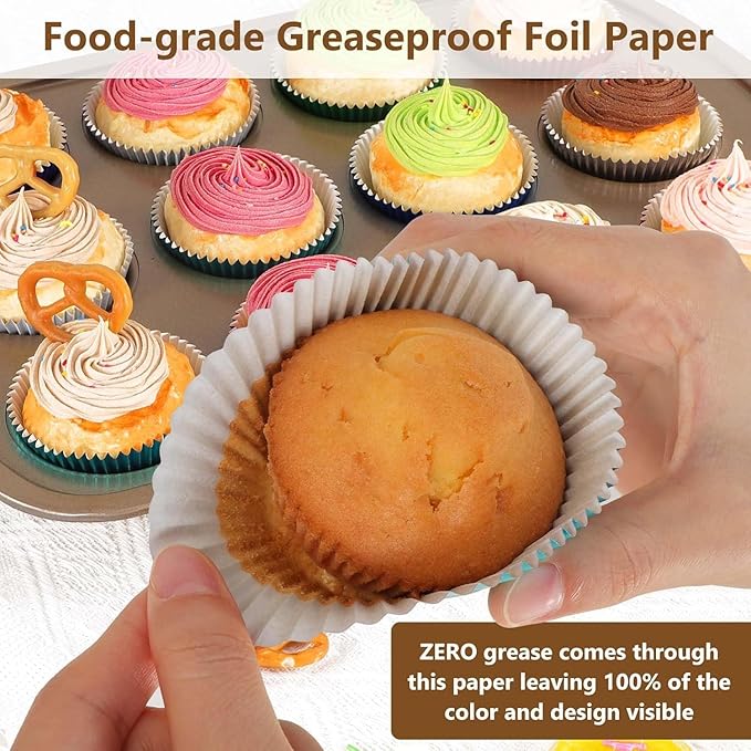 Gifbera Standard Pink Foil Cupcake Liners for Baking 200 Count - Metallic Greaseproof Cupcake Wrappers Muffin Cups, Heavy Duty, Non-Stick, Easy to Peel