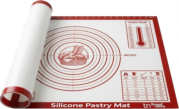 XL Silicone Pastry Mat for Baking, Extra Large 28x20 in, Non-Stick & Non-Slip Dough Mat for Rolling Out with Measurements, Bread, Pizza, Pie Crust, Cookies, Fondant,Oven Safe, Dishwasher Safe (Red)