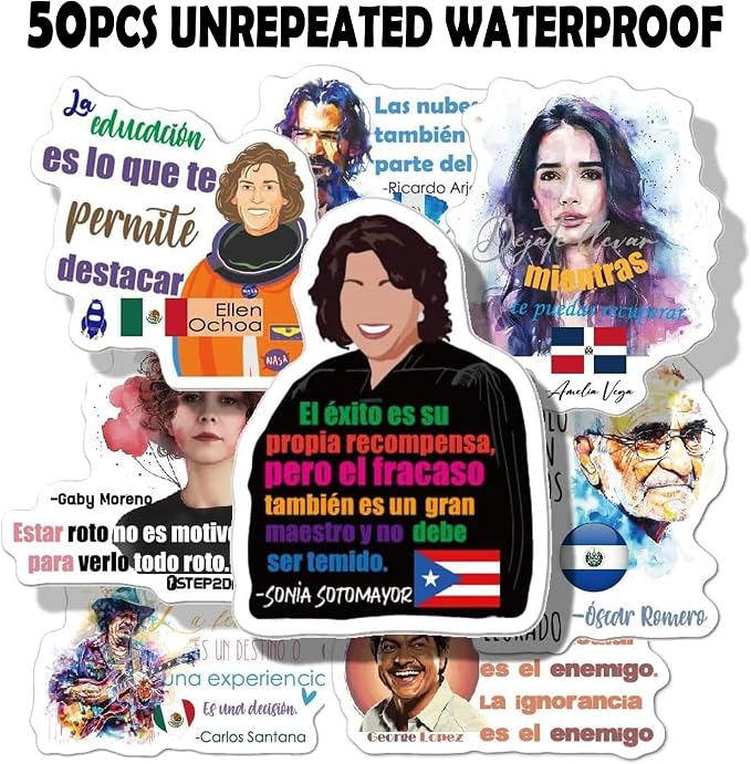 Spanish Inspirational Stickers | Hispanic Heritage Month Stickers | 21 Latin Country Quotes for Teachers Students | Classroom Rewards & Cultural Decor