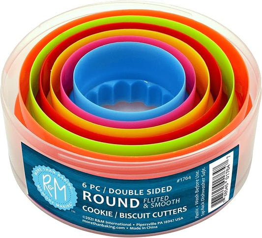 R&M International Round, Set of 6 Cookie & Biscuit Cutter Set, Sizes, Colors may vary