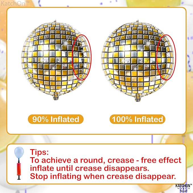 KatchOn, Gold and Silver Disco Ball Balloons - Big 22 Inch, Pack of 6 | 4D Sphere Balloons, Disco Party Decorations | 70s Party Disco Ball Decoration, 2026 Graduation Decorations, Engagement Wedding