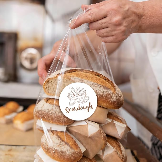 800 Pcs Sourdough Bread Stickers 2 Inch Baked with Love Label Stickers Round Bread Bag Sealing Stickers for Baked Goods Packaging Supplies