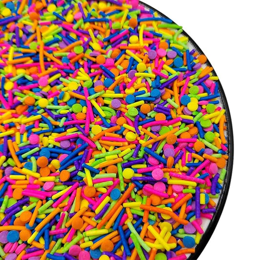 Colorful Sprinkles for Baking, Edible Neon Sprinkles, Rainbow Confetti Jimmies Sprinkle Mix for Cupcake Toppers Cake Decorating Cookie Decorations Ice Cream Toppings