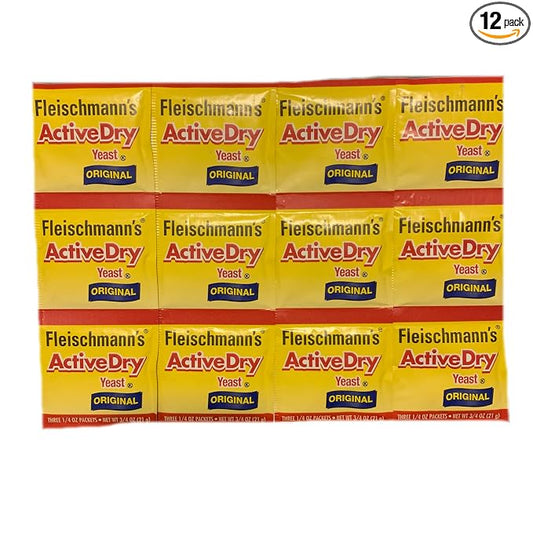 Fleischmanns Active Dry Yeast Original Packets | Pack of 12 Individually Sealed Packets