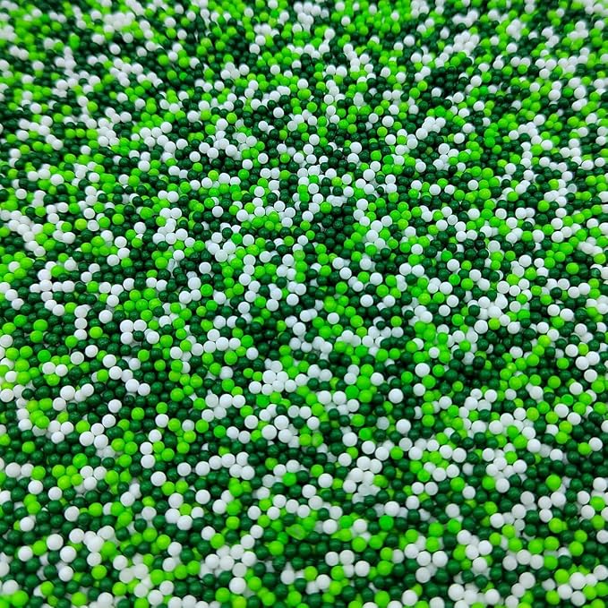 St. Patrick's Day Sprinkles for Cake Decorating, Edible Green Shamrock Sprinkles with Pearls Jimmies Nonpareils for Baking Cupcake Toppers Cookie Decorating Ice Cream Topping