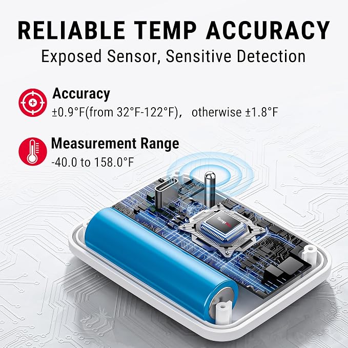 TempPro Wireless Freezer Fridge Thermometer with Alarm, High Accuracy, Rechargeable Refrigerator Thermometer with Backlit LCD Display, Battery Included (Previously ThermoPro)