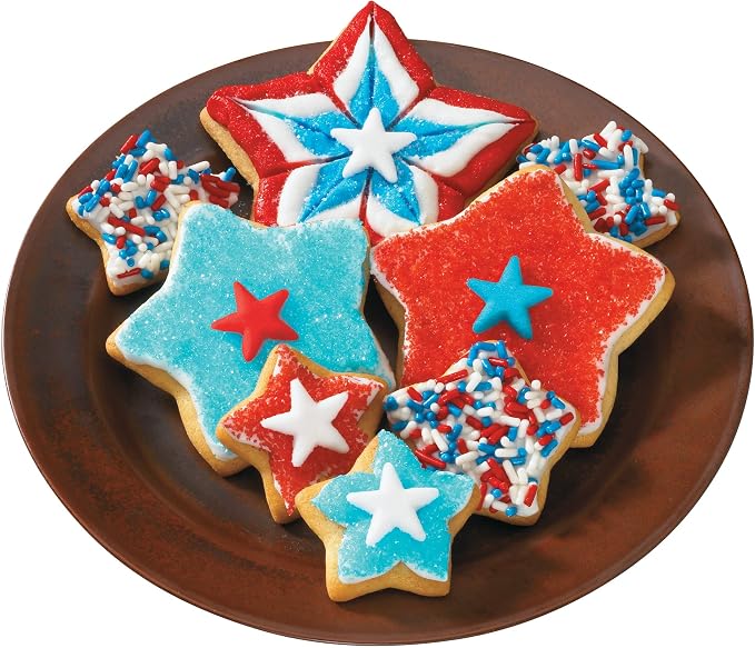 DecoPac Red, White, & Blue Sprinkles | Extra Large 26oz Pack | Cake Sprinkle Mix, Fancy Sprinkles For Cake Decorating, Handheld Container, Candy Sprinkles, Cake Sprinkles - Red, White, & Blue