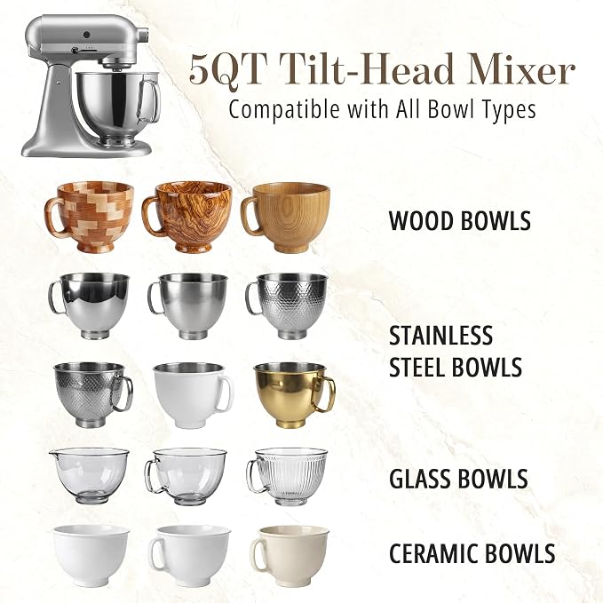 The Original MIXAID Silicone Bowl Insert Liners for KitchenAid Bowl-Lift 7 Qt Stand Mixers - Replacement Mixer Accessories - Leak-Proof Design, Non-slip Base & Easy Clean - Set of 3 Liners & Lids