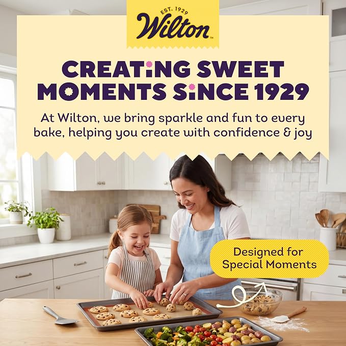 Wilton Silver 2- Piece Non-Stick Baking Sheet Set, Cold-Rolled Steel Bakeware for Baking and Roasting, Made without PFAS