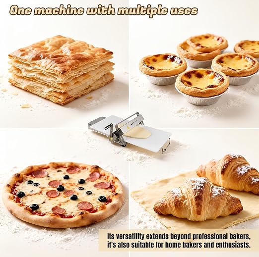 Dough Sheeter Machine, Manual Sheeter, Reversible Puff Pastry and Fondant Sheeter, Foldable, Adjustable Thickness 0-5mm for Croissant Pastry Pizza(Model400 (Professional use))