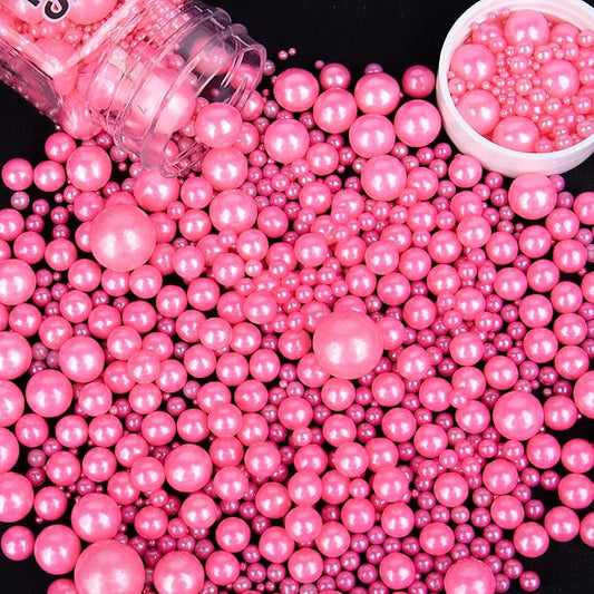 Sprinkles for Cake Decorating, 4.6oz Hot Pink Pearl Sprinkles Mix for Ice Cream, Cupcake, Baking, Cookies, Cake Toppings