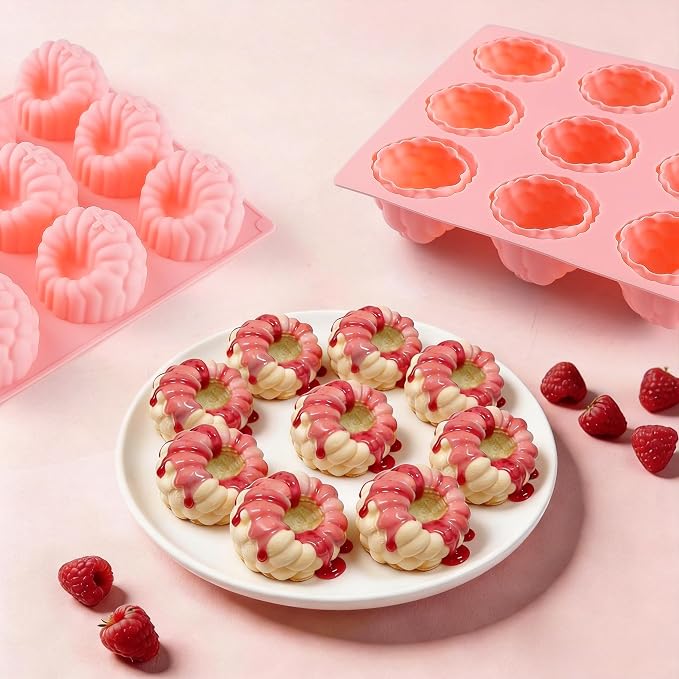 2Pcs Silicone Raspberry Mousse Molds for Mousse Cake, 9-Cavity Raspberry Fruit Molds Silicone for Mousse, Candy, Jelly