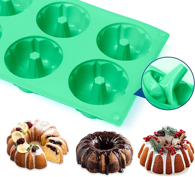 3Pcs Silicone Original Cake Pan, 6Cavity Mini Heritage Cake Silicone Mold for Baking，Non-stick Baking Mold for Cupcake Cornbread Brownie Jello (Original)