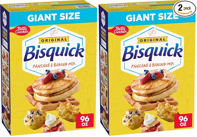 Betty Crocker Bisquick Pancake and Baking Mix, Original, Makes About 145 Pancakes, Giant Size, 96 oz (Pack of 2)