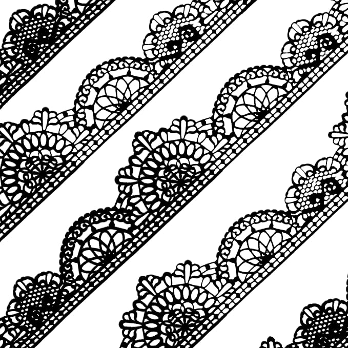 Ready to Use Edible Cake Lace Trim Variation Black 14-inch 10-Piece Set | Large Pre-Made