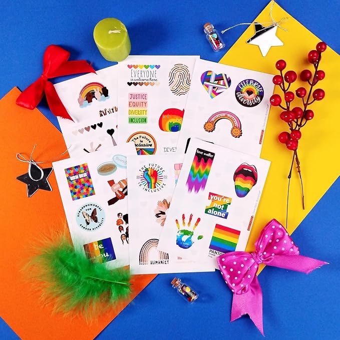 100Pcs Diversity & Inclusion Stickers for Water Bottle and Laptop - Social Awareness Party Supplies & Decorations, Waterproof Vinyl Unity Decals, Diversity Stickers Laptop, Gifts for Women & Men
