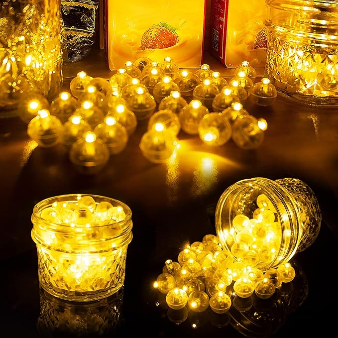 Aogist 200Pcs Yellow Balloon Lights with Hook,Long Standby Time,Waterproof Mini Light for Birthday Party Wedding Christmas Halloween Easter Decorative (Steady)