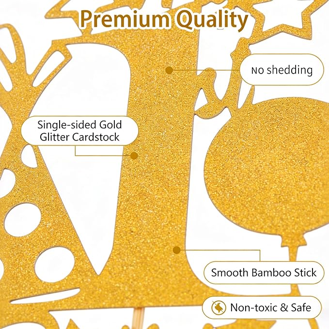 Happy Birthday Cake Topper Party Decorations for Kids Baby Showers, Themed Parties Happy Birthday Celebrations for Cake Decor Enthusiasts (Gold)