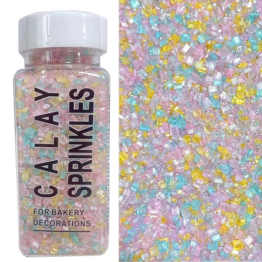 Sentovac Pastel Sugar Crystals for Baking Edible Spring Easter Coarse Large Crystals Sparkling Sugar Sprinkles Cake Cookie Cupcake Topper Ice Cream Decoration Supplies