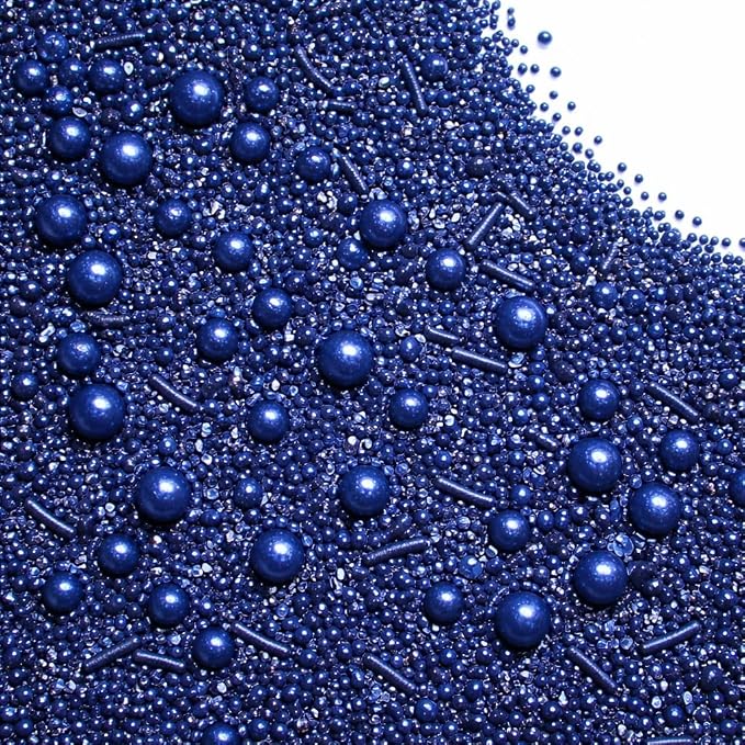 Confect Navy Blue Sprinkles – Premium Dark Blue Pearl Cake & Cupcake Sprinkles (4.2 oz) – Bake Stable Edible Decorating Sprinkles for Cookies, Baking & Cake Decorations – Soft Chew, No Synthetic Dyes