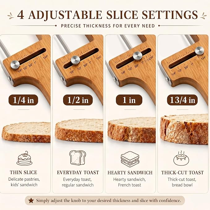 Bread Slicer-Adjustable Bread Knife with Bread Lame for Sourdough Bread | Bread Knife for Homemade Bread, Adjustable Bread Slicer, Bread Cutter with Slicing Guid,304 Stainless Steel Sharp Blades
