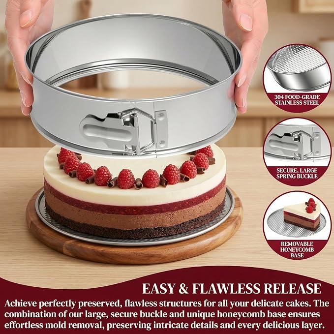 Non-stick Springform Pan with Removable Bottom, Leakproof Round Cheesecake Pan, Heavy Duty Bakeware Cake Mold for Baking, Oven Safe (7")