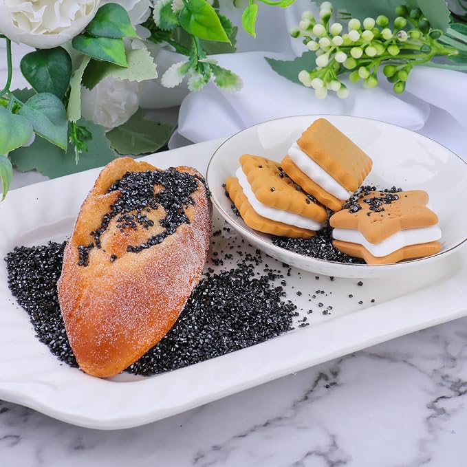 Black Sprinkles for Baking Edible, Sanding Crystal Sugar 130g/4.6oz, Cupcake, Cookie and Donuts Toppings, Wedding, Birthday Party Supplies