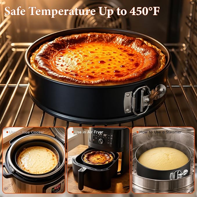 COOLMI 9 Inch Springform Pan for Cheesecake, Nonstick Cheesecake Pan with Removable Bottom, Leak-Resistant Carbon Steel Round Cake Pan, Easy Release Bakeware, Oven Safe to 450°F
