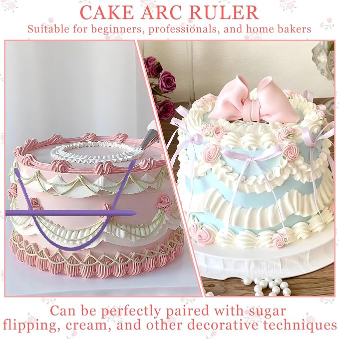 4PCS Cake Arch Guide Tool,Adjustable Fondant Cake Arc Ruler for Cake Baking | Decorative Marking Divider Aid,Pastry Decorating Supplies for Home Kitchen Bakeries Practical Swag Guide Gadgets Accessories