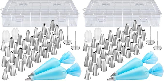 Kootek 42pcs Piping Bags and Tips Set, Cake Decorating Supplies Kits for Baking with 36 Numbered Frosting Icing Tips, 2 Reusable Pastry Bags, Easy Carry Storage Box and Other Baking Tools (Pack of 2)