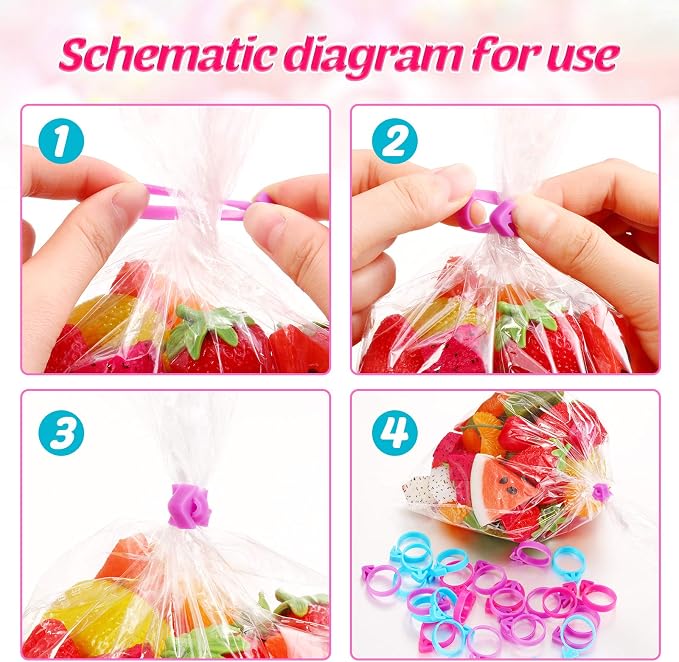 Patelai 120 Pieces Icing Bag Ties Silicone Decoration Piping Bag Ties for Cupcakes Cookies and Pastry(Rosy, Blue, Purple)