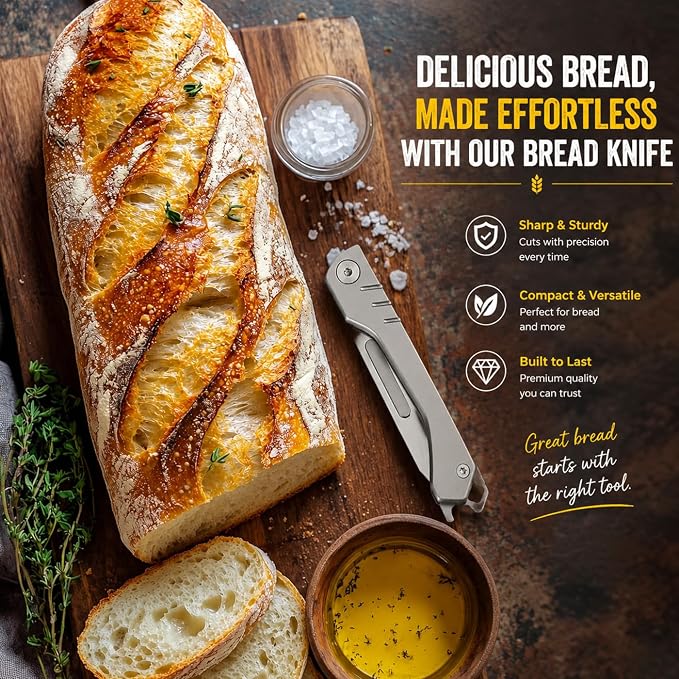 Premium Bread Lame, Stainless Steel Sourdough Scoring Tool with Foldable Safe Design, Bread Dough Scoring Knife with 5 Replacement Blades