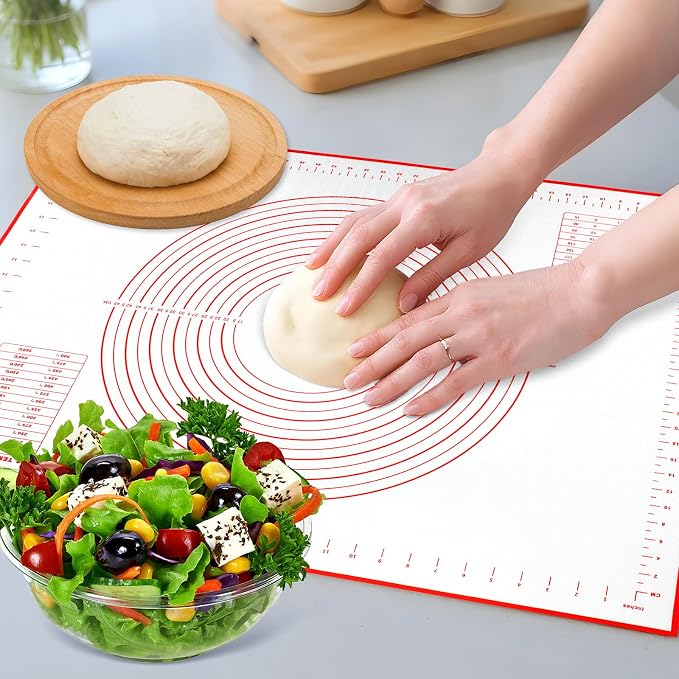 2 Pcs 32x24" Extra Large Dough Mat Silicone Baking Mats for Rolling Pastry Kneading Sheet Sourdough Bread Baking Supplies (Red)