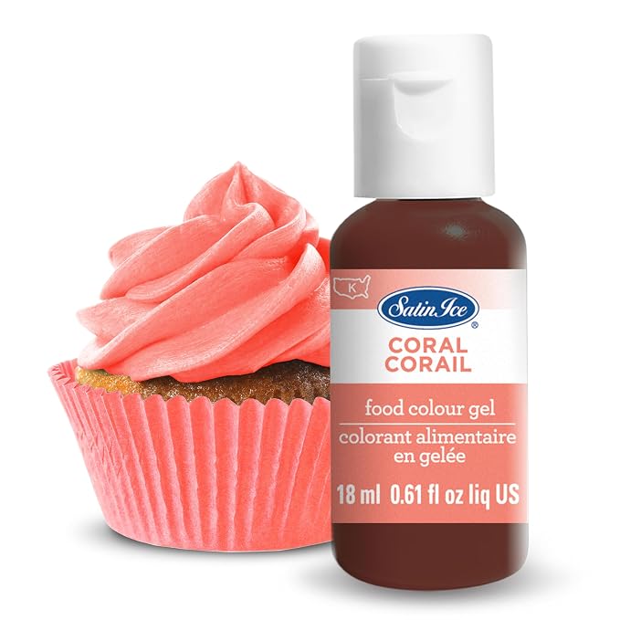 Satin Ice Food Color Liquid Gel, 0.61 fl oz Bottle, Coral