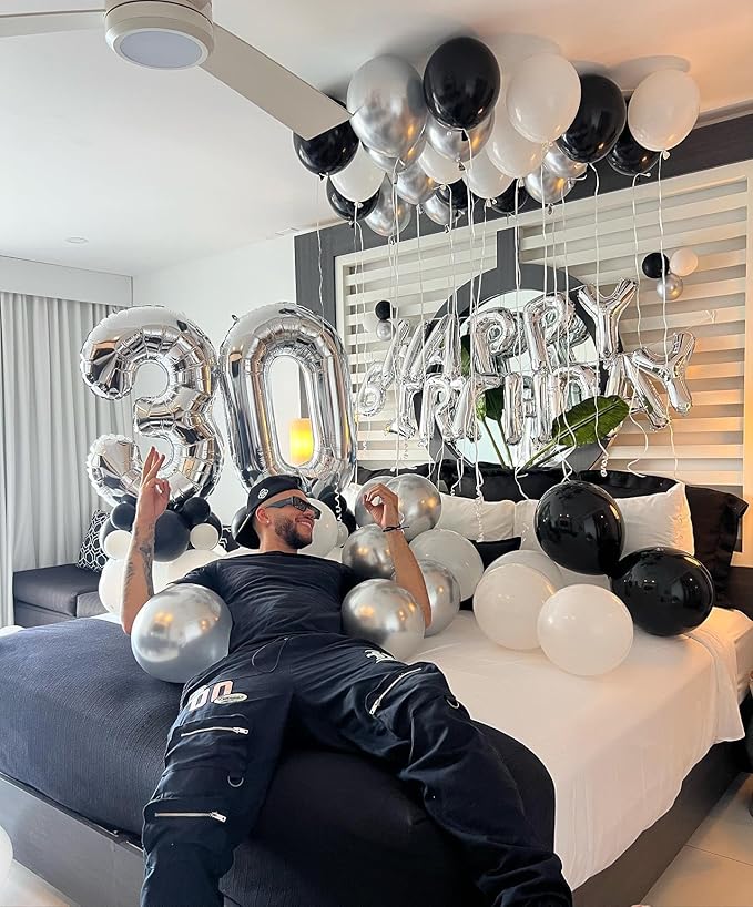 Silver Number Balloon 40 Inch, 0 Number Balloons, 10 20 30 40 50 Numbers Balloon Birthday Decorations, Silver Party Supplies for Women Men