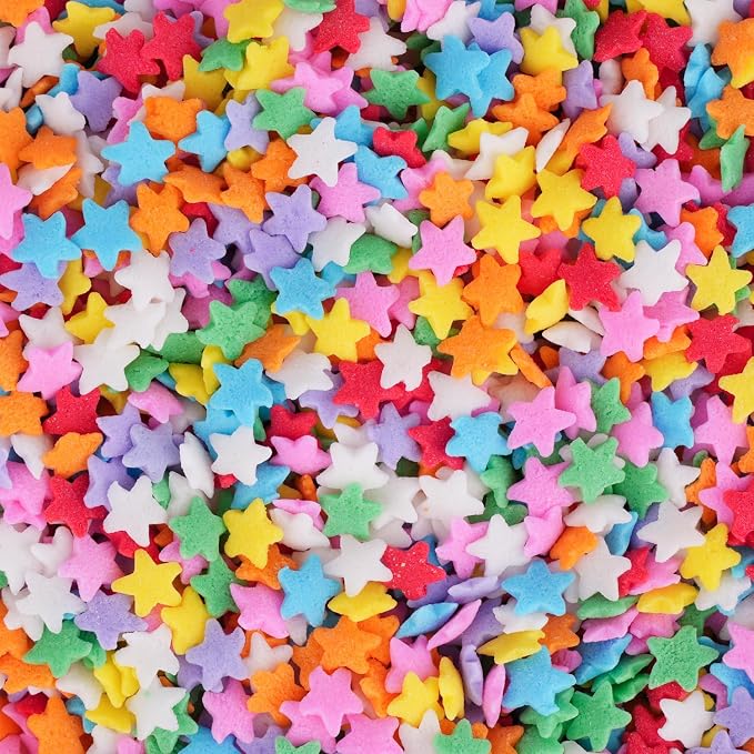 Rainbow Star Sprinkles for Cake Decorating Edible Confetti Sprinkles Edible Stars for Cake Decorating, Cupcake, Ice Cream, Dessert Toppings 4.6 OZ