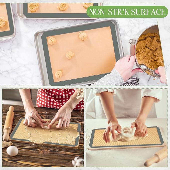 Baderke 2 Pack Toaster Oven Liner for Ninja St100 and St101 Foodi 2-in-1 Flip Toaster 9.6 x 5.6 in Silicone Liners Non Slip Silicone Baking Mat for Baking Cookies Bread Oven(Gray)