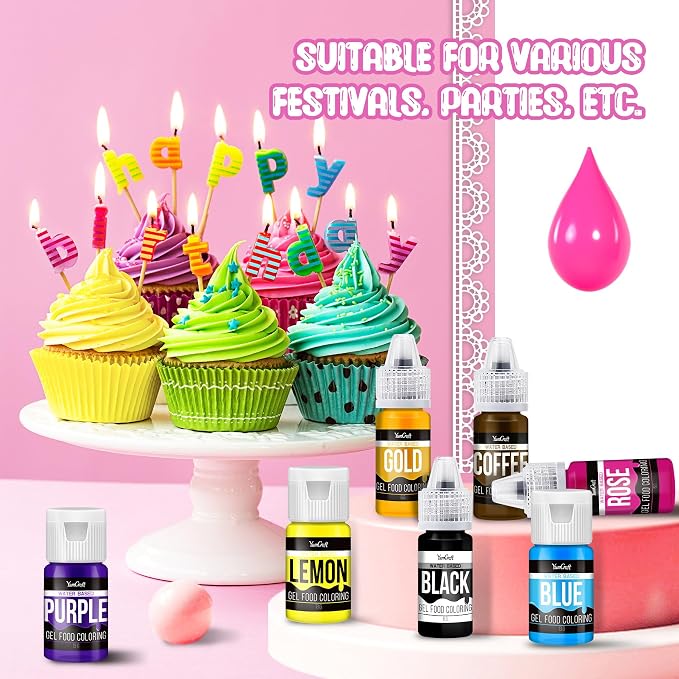 Food Coloring Gel Set - 22Vibrant Color Gel Food Coloring for Cake Decorating, Baking, Easter Egg, Icing - Tasteless Food Color Dye for Fondant, Cooking, Airbrush - 0.2 Fl. oz (6 ml)/Bottles