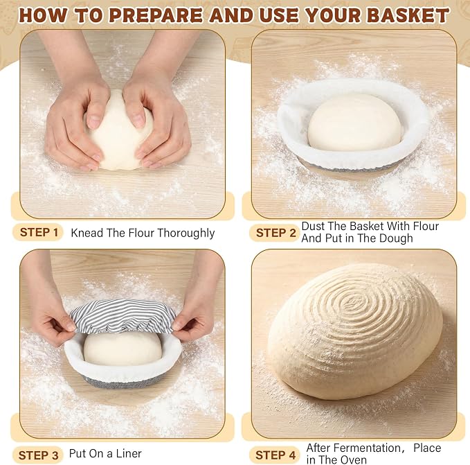 6 Set 6.9 Inch Mini Banneton Bread Proofing Basket Natural Cotton Rope Proofing Bowls Kit with Cloth Liner Small Sourdough Bread Baking Supplies for Home Baking (Grey)
