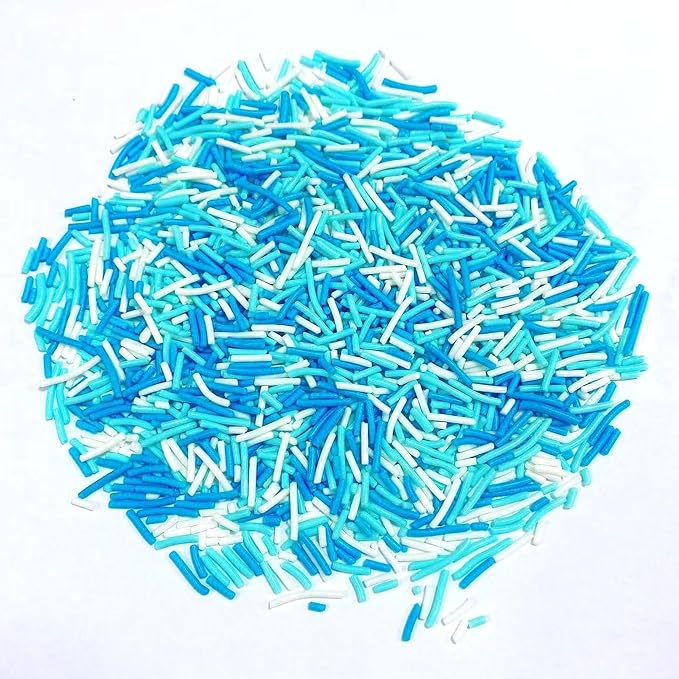 Sentovac Blue and White Jimmies Sprinkles Edible for Cake Decorating Winter Frozen Sprinkles Sugar Candy Cookie Cupcake Topper Ice Cream Baking Decorations Wedding Halloween Christmas Supplies 3.53oz