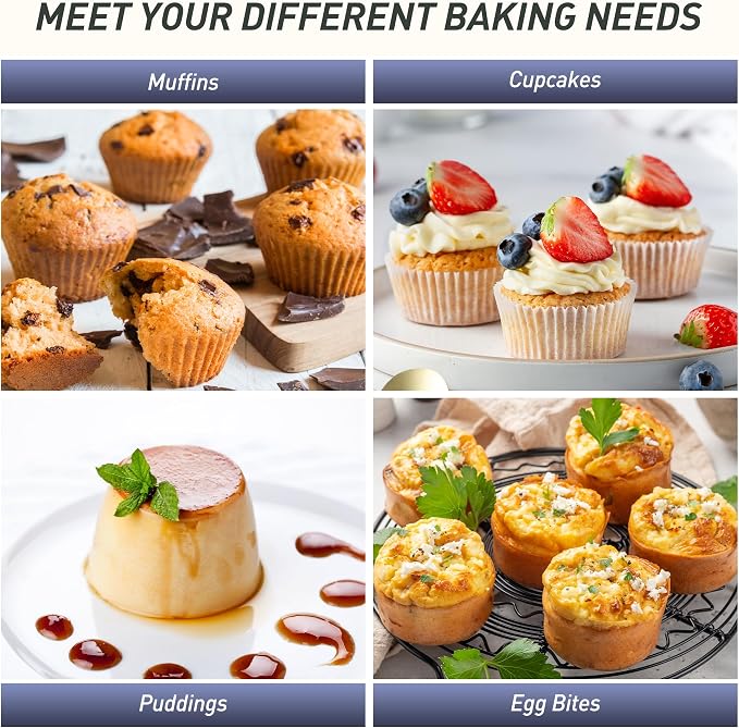 2 Pack 12 Cups Silicone Muffin Pan with Metal Reinforced Frame Regular Size Silicone Molds Cupcake Cake Baking Pans Cookie Baking Chocoflan Cupcake Mold Muffin Top Pan Flanera Housewarming Gift
