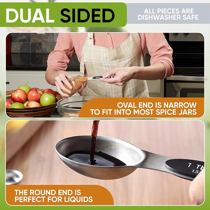 Spring Chef Stainless Steel Magnetic Measuring Cups & Spoons, Set of 15 with Leveler & Heavy Duty Can Opener with Magnetic Lid Remover - 2 Product Bundle - Black