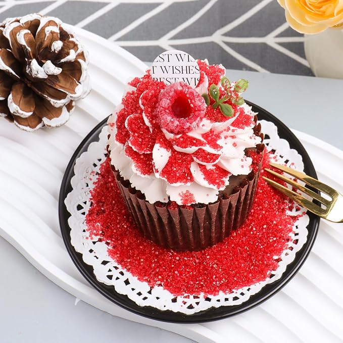 Red Sprinkles Sanding Sugar for Baking, 6.35oz/180g Edible Sparkling Sugar Crystals, Decorating Sugar Sprinkles for Cakes Cupcakes Cookies Ice Cream